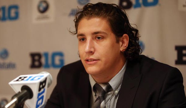 Jul 28, 2014; Chicago, IL, USA; Illinois Fighting Illini offensive tackle Simon Cvijanovic addresses the media during the Big Ten football media day at Hilton Chicago. Mandatory Credit: Jerry Lai-USA TODAY Sports