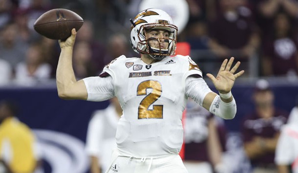 Sep 5, 2015; Houston, TX, USA; Arizona State Sun Devils quarterback Mike Bercovici (2) attempts a pass during the second quarter against the Texas A&M Aggies at NRG Stadium. Mandatory Credit: Troy Taormina-USA TODAY Sports