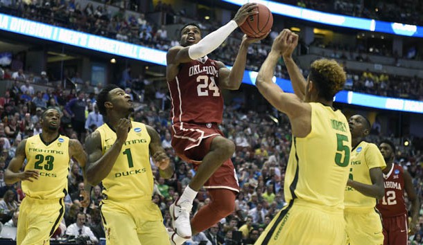 Buddy Hield (24) moves in to score a basket against Oregon Ducks during the second half of the West regional final of the NCAA Tournament at Honda Center. Photo Credit: Richard Mackson-USA TODAY Sports