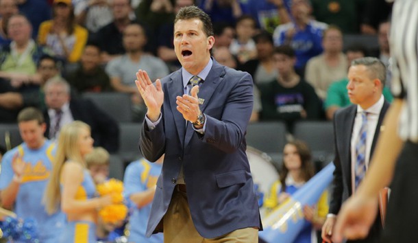 Mar 17, 2017; Sacramento, CA, USA; UCLA Bruins head coach Steve Alford reacts against the Kent State Golden Flashes in the first round of the 2017 NCAA Tournament at Golden 1 Center. Photo Credit: Kelley L Cox-USA TODAY Sports