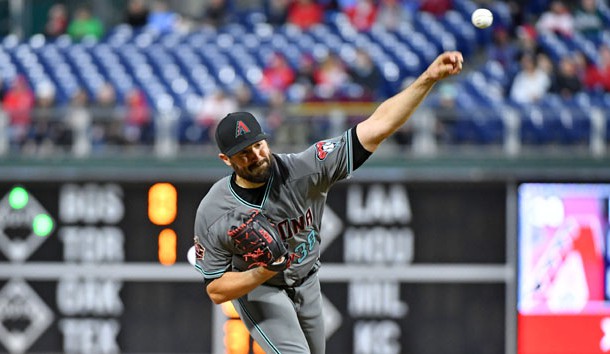 Apr 24, 2018; Philadelphia, PA, USA; Arizona Diamondbacks starting pitcher Robbie Ray (38) throws a pitch during the second inning against the Philadelphia Phillies at Citizens Bank Park. Photo Credit: Eric Hartline-USA TODAY Sports