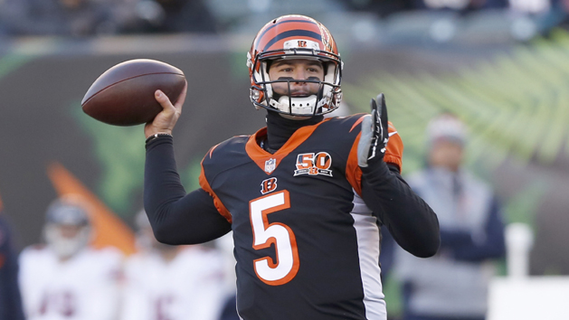 Dec 10, 2017; Cincinnati, OH, USA; Cincinnati Bengals quarterback AJ McCarron looks to throw against the Chicago Bears during the second half at Paul Brown Stadium. Photo Credit: David Kohl-USA TODAY Sports