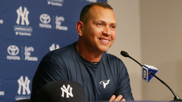 Aug 7, 2016; Bronx, NY, USA; New York Yankees designated hitter Alex Rodriguez addresses the media during a press conference announcing his retirement prior to the game between the Cleveland Indians and New York Yankees at Yankee Stadium. Rodriguez will play his last game on Friday August 12, 2016. Photo Credit: Andy Marlin-USA TODAY Sports