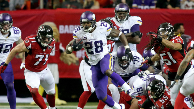Stopping Adrian Peterson will be key to a Seattle win. Photo Credit: Jason Getz-USA TODAY Sports