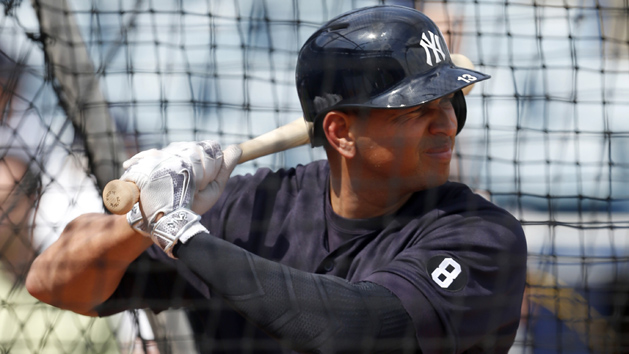 Feb 29, 2016; Tampa, FL, USA; New York Yankees designated hitter Alex Rodriguez (13) at bat during practice at George M. Steinbrenner Stadium. Mandatory Credit: Butch Dill-USA TODAY Sports