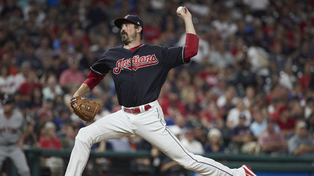 Aug 21, 2017; Cleveland, OH, USA; Cleveland Indians relief pitcher Andrew Miller (24) pitches in the seventh inning against the Boston Red Sox at Progressive Field. Photo Credit: Rick Osentoski-USA TODAY Sports