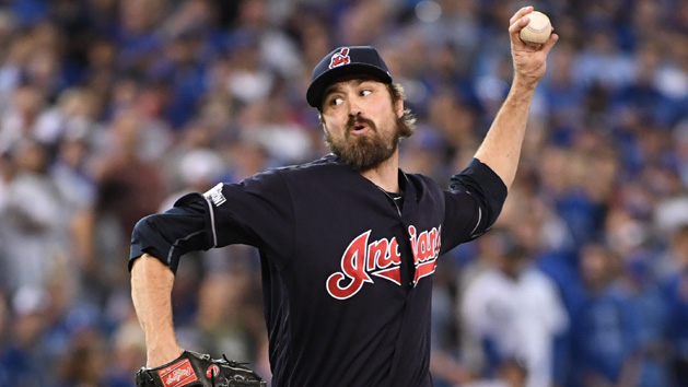Oct 17, 2016; Toronto, Ontario, CAN; Cleveland Indians relief pitcher Andrew Miller (24) delivers a pitch against the Toronto Blue Jays during the eighth inning in game three of the 2016 ALCS playoff baseball series at Rogers Centre. Photo Credit: Nick Turchiaro-USA TODAY Sports