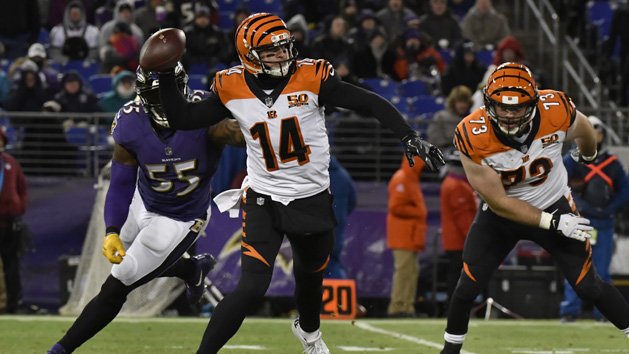 Aug 11, 2017; Cincinnati, OH, USA; Cincinnati Bengals quarterback Andy Dalton (14) throws against the Tampa Bay Buccaneers in the first half at Paul Brown Stadium. Photo Credit: Aaron Doster-USA TODAY Sports