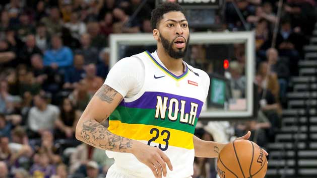 Mar 4, 2019; Salt Lake City, UT, USA; New Orleans Pelicans forward Anthony Davis (23) dribbles the ball during the first half against the Utah Jazz at Vivint Smart Home Arena. Mandatory Credit: Russ Isabella-USA TODAY Sports