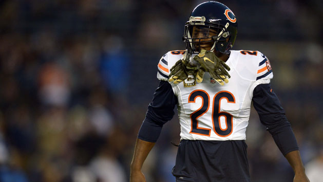 Nov 9, 2015; San Diego, CA, USA; Chicago Bears strong safety Antrel Rolle (26) looks on before the game against the San Diego Chargers at Qualcomm Stadium. Mandatory Credit: Jake Roth-USA TODAY Sports
