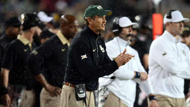 Nov 14, 2015; Waco, TX, USA; Baylor Bears head coach Art Briles looks on against the Oklahoma Sooners during the first half at McLane Stadium. Mandatory Credit: Joe Camporeale-USA TODAY Sports