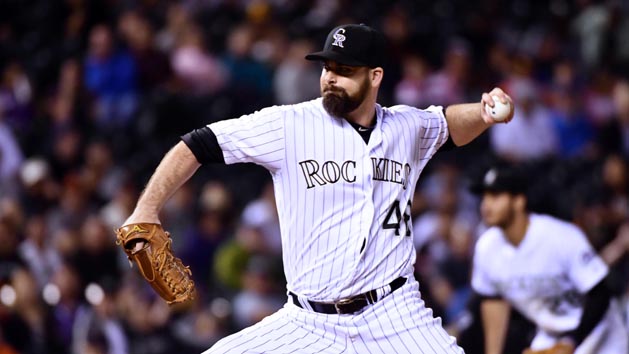 Sep 6, 2016; Denver, CO, USA; Colorado Rockies relief pitcher Boone Logan (48) delivers a pitch in the ninth inning against the San Francisco Giants at Coors Field. The Giants defeated the Rockies 3-2. Photo Credit: Ron Chenoy-USA TODAY Sports