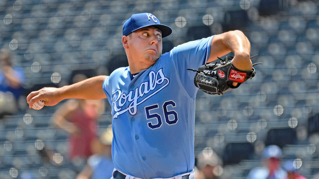 Jul 18, 2019; Kansas City, MO, USA; Kansas City Royals starting pitcher Brad Keller (56) delivers a pitch during the first inning against the Chicago White Sox at Kauffman Stadium. Photo Credit: Peter G. Aiken/USA TODAY Sports