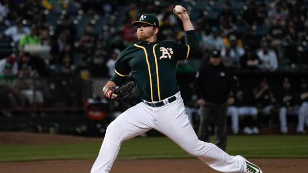 May 13, 2018; Bronx, NY, USA; Oakland Athletics pitcher Brett Anderson (30 delivers a pitch during the second inning of the game against the New York Yankees at Yankee Stadium. Photo Credit: Gregory J. Fisher-USA TODAY Sports