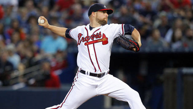 Apr 22, 2016; Atlanta, GA, USA; Atlanta Braves starting pitcher Bud Norris (20) throws a pitch against the New York Mets in the second inning at Turner Field. Photo Credit: Brett Davis-USA TODAY Sports