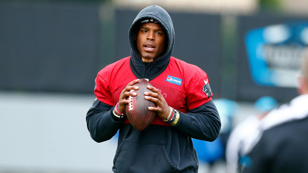 May 25, 2017; Charlotte, NC, USA; Carolina Panthers quarterback Cam Newton (1) goes through drills during practice at Bank of America Stadium. Photo Credit: Jeremy Brevard-USA TODAY Sports