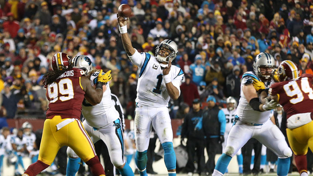 Nov 13, 2016; Charlotte, NC, USA; Carolina Panthers quarterback Cam Newton (1) looks to pass as Kansas City Chiefs outside linebacker Tamba Hali (91) pressures in the fourth quarter. The Chiefs defeated the Panthers 20-17 at Bank of America Stadium. Photo Credit: Bob Donnan-USA TODAY Sports