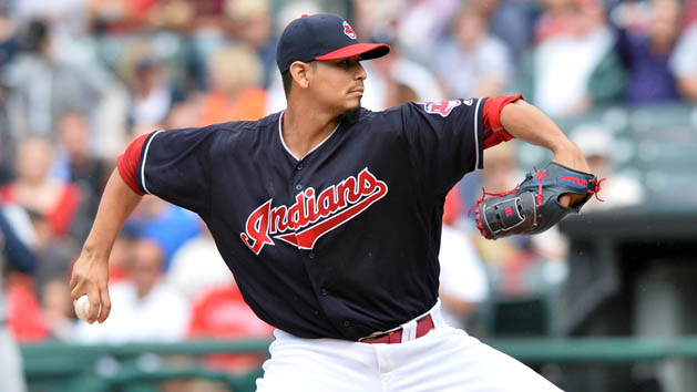 Sep 17, 2016; Cleveland, OH, USA; Cleveland Indians starting pitcher Carlos Carrasco (59) throws a pitch during the first inning against the Detroit Tigers at Progressive Field. Photo Credit: Ken Blaze-USA TODAY Sports