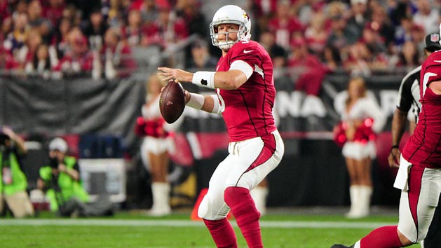 Carson Palmer (3) throws during the first half against the Minnesota Vikings at University of Phoenix Stadium. Photo Credit: Matt Kartozian-USA TODAY Sports