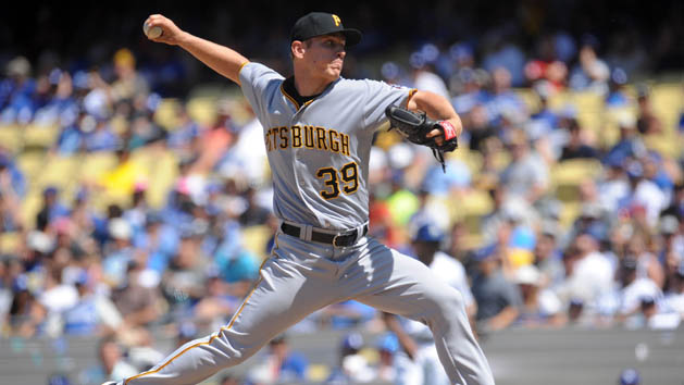 August 14, 2016; Los Angeles, CA, USA; Pittsburgh Pirates starting pitcher Chad Kuhl (39) throws in the fourth inning against Los Angeles Dodgers at Dodger Stadium. Photo Credit: Gary A. Vasquez-USA TODAY Sports
