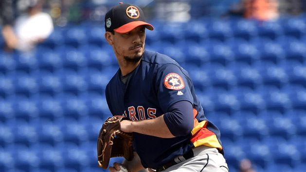 Mar 3, 2017; Port St. Lucie, FL, USA; Houston Astros starting pitcher Charlie Morton (50) throws against the New York Mets during a spring training game at First Data Field. Photo Credit: Steve Mitchell-USA TODAY Sports