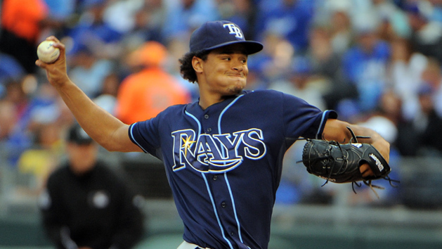 Chris Archer (22) delivers a pitch against the Kansas City Royals in the first inning at Kauffman Stadium. (John Rieger-USA TODAY Sports)
