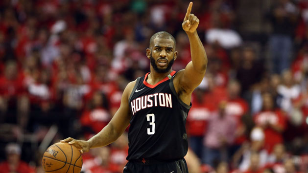 May 24, 2018; Houston, TX, USA; Houston Rockets guard Chris Paul (3) brings the ball up the court during the second quarter in game five of the Western conference finals of the 2018 NBA Playoffs against the Golden State Warriors at Toyota Center. Photo Credit: Troy Taormina-USA TODAY Sports