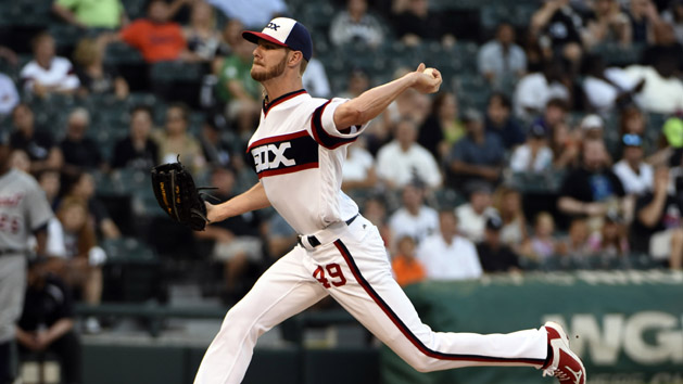 Jun 15, 2016; Chicago, IL, USA; Chicago White Sox starting pitcher Chris Sale (49) throws against the Detroit Tigers during the first inning at U.S. Cellular Field. Photo Credit: David Banks-USA TODAY Sports