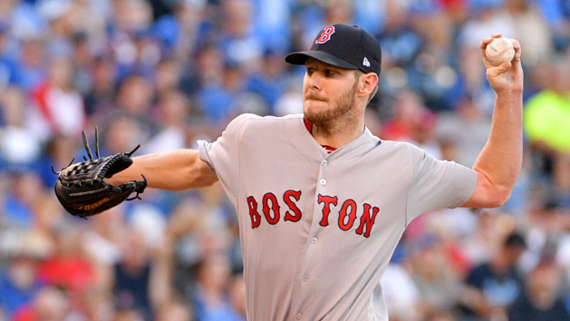 Jun 20, 2017; Kansas City, MO, USA; Boston Red Sox starting pitcher Chris Sale (41) delivers a pitch in the first inning against the Kansas City Royals at Kauffman Stadium. Photo Credit: Denny Medley-USA TODAY Sports
