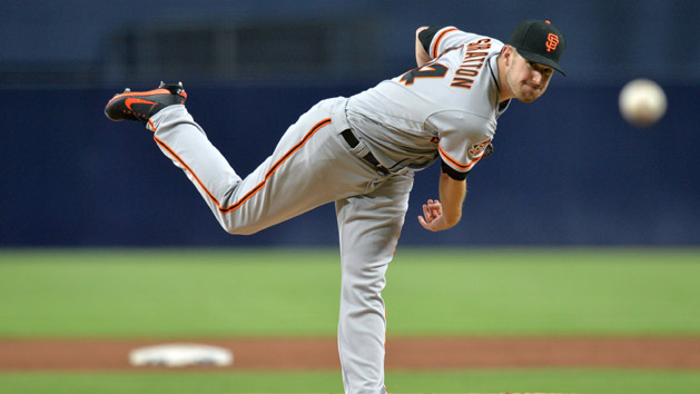 Apr 12, 2018; San Diego, CA, USA; San Francisco Giants starting pitcher Chris Stratton (34) pitches during the first inning against the San Diego Padres at Petco Park. Photo Credit: Jake Roth-USA TODAY Sports