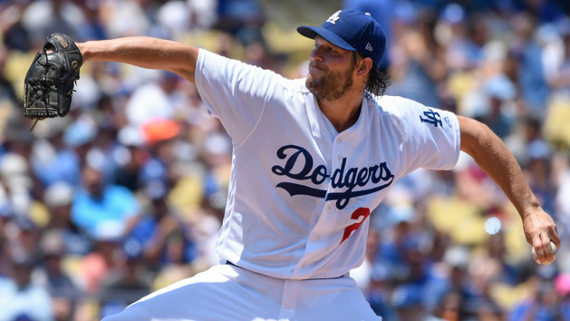 Jul 23, 2017; Los Angeles, CA, USA; Los Angeles Dodgers starting pitcher Clayton Kershaw (22) pitches in the second inning against the Atlanta Braves at Dodger Stadium. Photo Credit: Robert Hanashiro-USA TODAY Sports