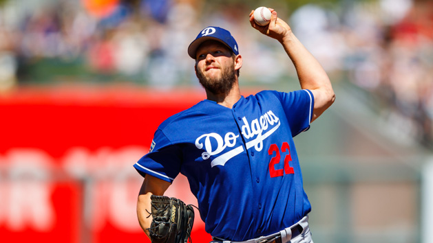 Mar 23, 2018; Surprise, AZ, USA; Los Angeles Dodgers pitcher Clayton Kershaw against the Kansas City Royals during a Spring Training game at Surprise Stadium. Photo Credit: Mark J. Rebilas-USA TODAY Sports
