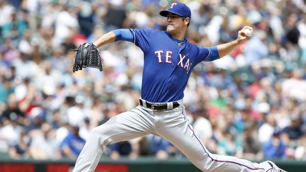 Jun 12, 2016; Seattle, WA, USA; Texas Rangers starting pitcher Cole Hamels (35) throws out a pitch against the Seattle Mariners during the first inning at Safeco Field. Photo Credit: Jennifer Buchanan-USA TODAY Sports