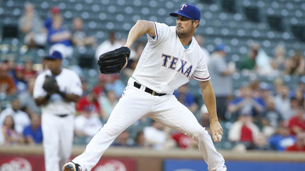 Aug 25, 2016; Arlington, TX, USA; Texas Rangers starting pitcher Cole Hamels (35) throws a pitch in the first inning against the Cleveland Indians at Globe Life Park in Arlington. Photo Credit: Tim Heitman-USA TODAY Sports