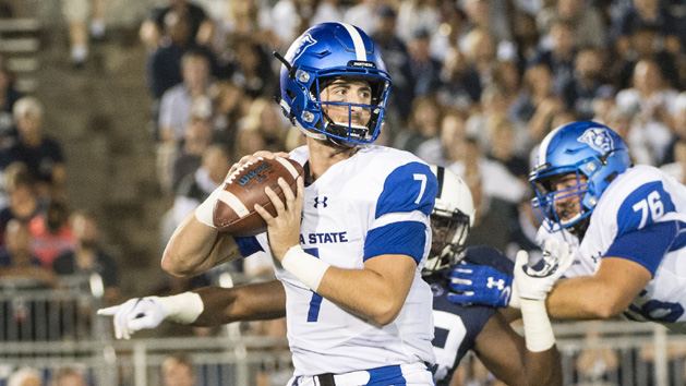 Sep 16, 2017; University Park, PA, USA; Georgia State Panthers quarterback Conner Manning (7) looks to throw the ball against the Penn State Nittany Lions during the first quarter at Beaver Stadium. Photo Credit: Gregory J. Fisher-USA TODAY Sports