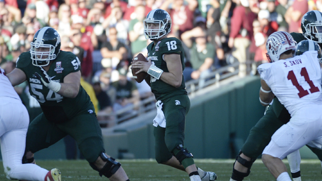 Connor Cook (18) is one of the leaders on a good Michigan State team. (Richard Mackson-USA TODAY Sports)