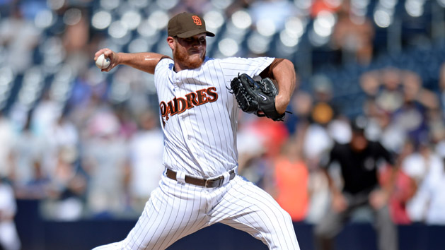 Aug 19, 2015; San Diego, CA, USA; San Diego Padres relief pitcher Craig Kimbrel (46) pitches during the ninth inning against the Atlanta Braves at Petco Park. Mandatory Credit: Jake Roth-USA TODAY Sports