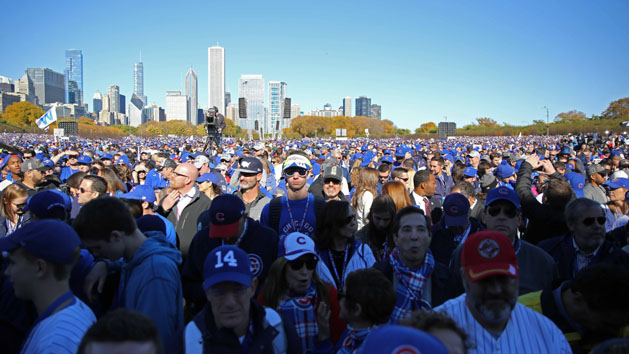 Nov 4, 2016; Chicago, IL, USA; A general shot of the Chicago Cubs crowd during the World Series victory rally in Grant Park. Photo Credit: Dennis Wierzbicki-USA TODAY Sports