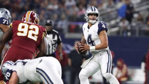 Prescott shakes off injury as Cowboys rout Redskins
