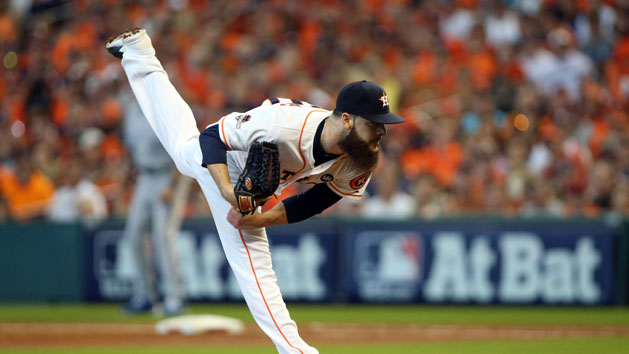 Oct 11, 2015; Houston, TX, USA; Houston Astros starting pitcher Dallas Keuchel (60) throws against the Kansas City Royals during the first inning in game three of the ALDS at Minute Maid Park. Mandatory Credit: Troy Taormina-USA TODAY Sports
