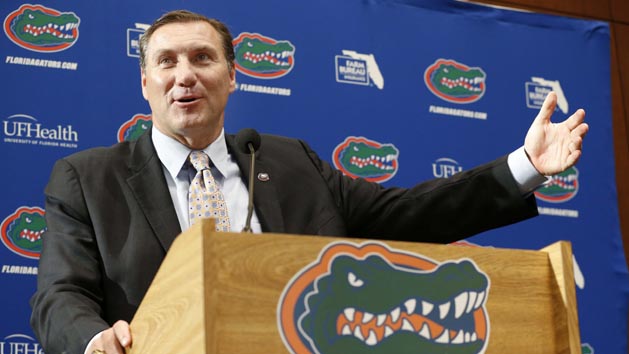 Nov 27, 2017; Gainesville, FL, USA; Florida Gators head coach Dan Mullen talks with media as he is introduced as head coach at Ben Hill Griffin Stadium. Photo Credit: Kim Klement-USA TODAY Sports