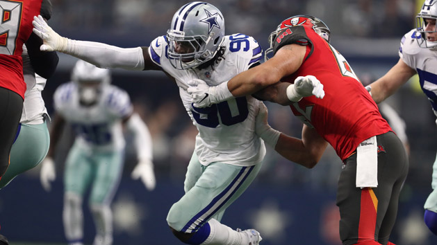 Dec 23, 2018; Arlington, TX, USA; Dallas Cowboys defensive end DeMarcus Lawrence (90) in action against the Tampa Bay Buccaneers at AT&T Stadium. Photo Credit: Matthew Emmons-USA TODAY Sports