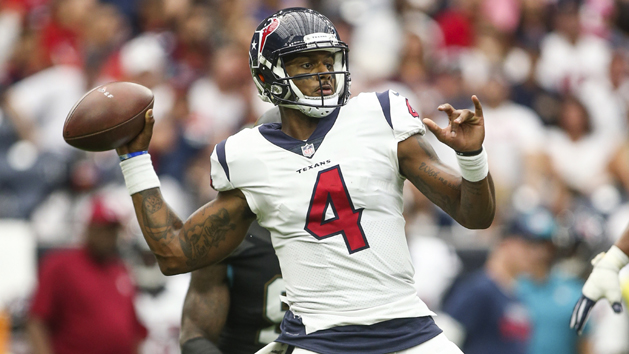 Sep 10, 2017; Houston, TX, USA; Houston Texans quarterback Deshaun Watson (4) attempts a pass during the fourth quarter against the Jacksonville Jaguars at NRG Stadium. Photo Credit: Troy Taormina-USA TODAY Sports