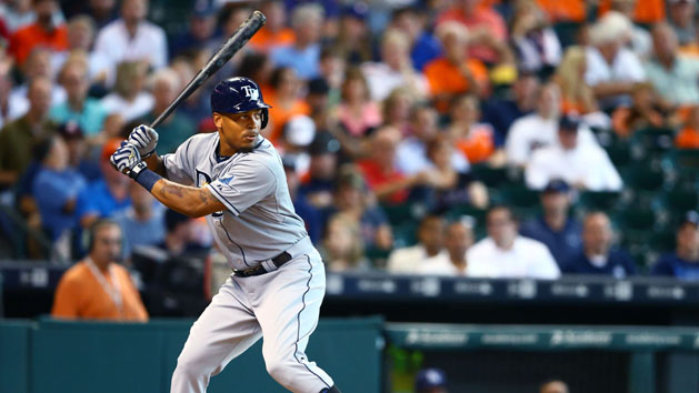 Aug 17, 2015; Houston, TX, USA; Tampa Bay Rays outfielder Desmond Jennings against the Houston Astros at Minute Maid Park. Mandatory Credit: Mark J. Rebilas-USA TODAY Sports