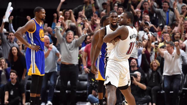 Jan 23, 2017; Miami, FL, USA; Miami Heat guard Dion Waiters (11) reacts after making the game winning basket against the Golden State Warriors during the second half at American Airlines Arena. The Heat defeated the Golden State Warriors 105-102. Photo Credit: Steve Mitchell-USA TODAY Sports
