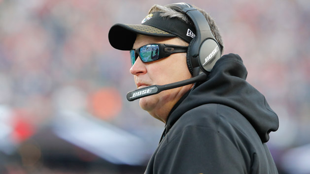 Jan 21, 2018; Foxborough, MA, USA; Jacksonville Jaguars head coach Doug Marrone on the sideline as they take on the New England Patriots in the AFC Championship Game at Gillette Stadium. Photo Credit: David Butler II-USA TODAY Sports