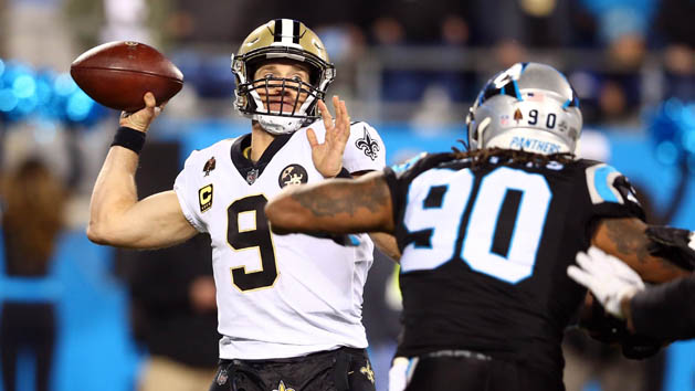 Nov 18, 2018; New Orleans, LA, USA; New Orleans Saints quarterback Drew Brees (9) throws against the Philadelphia Eagles during the second quarter at the Mercedes-Benz Superdome. Photo Credit: Derick E. Hingle-USA TODAY Sports