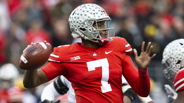 Nov 24, 2018; Columbus, OH, USA; Ohio State Buckeyes quarterback Dwayne Haskins (7) throws a pass against the Michigan Wolverines at Ohio Stadium. Photo Credit: Greg Bartram-USA TODAY Sports