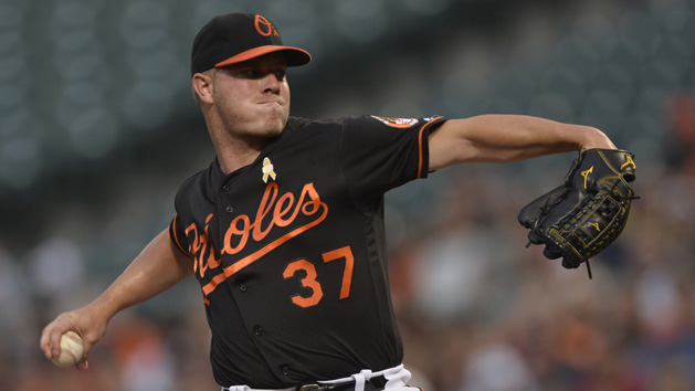 Aug 2, 2016; Baltimore, MD, USA; Baltimore Orioles starting pitcher Dylan Bundy (37) pitches during the first inning against the Texas Rangers at Oriole Park at Camden Yards. PhotoCredit: Tommy Gilligan-USA TODAY Sports