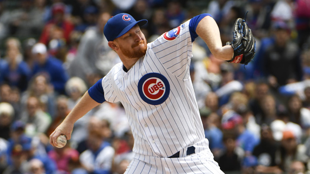 May 25, 2017; Chicago, IL, USA; Chicago Cubs starting pitcher Eddie Butler (33) throws the ball against the San Francisco Giants during the first inning at Wrigley Field. Photo Credit: David Banks-USA TODAY Sports